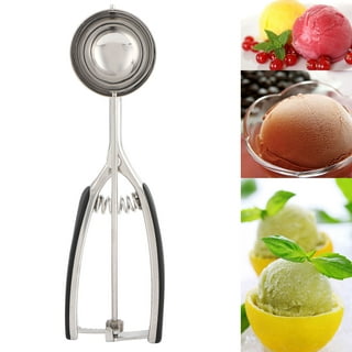 Techtongda Ice Cream Scoop Spoon Spring Handle Masher Cookie Scoop Stainless Steel Mash Potato Spoon Kitchen Fruit DIY 3 size, Silver