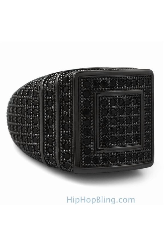 Ice Stacked Black CZ Micro Pave Iced Out Ring (8)