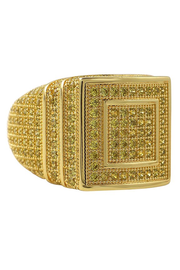 Ice Stacked Lemonade CZ Micro Pave Iced Out Ring