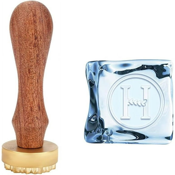 Ice Stamp 1.2 Inch Ice Cube Stamp Letter H Ice Stamp with Velvet Pouch Cocktail Ice Branding Stamp Ice Block Stamp Cocktail Seal Stamp for Ice Cubes Making DIY Crafting DIY