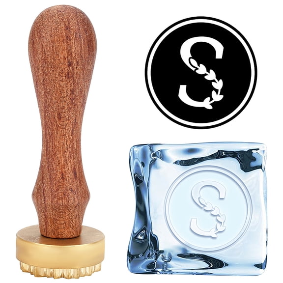 Ice Stamp 1.2 Inch Ice Cube Stamp Letter S Ice Stamp with Velvet Pouch Cocktail Ice Branding Stamp Ice Block Stamp Cocktail Seal Stamp for Ice Cubes Making DIY Crafting