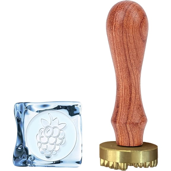 Ice Stamp Ice Branding Stamp Raspberry Wax Seal Stamp with Wood Handles Velvet Pouches Removable Brass Head Sealing Stamp for Ice Cubes Cocktail Monogram Drinks Bar Making DIY Crafting