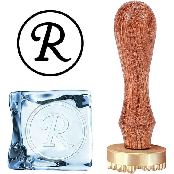 Ice Stamp Letter R Stamp Ice Branding Stamp with Removable Brass Head & Wood Handle Vintage 1.1" Ice Stamp for s Cocktail Whiskey Mojito Drinks Bar Making DIY Crafting