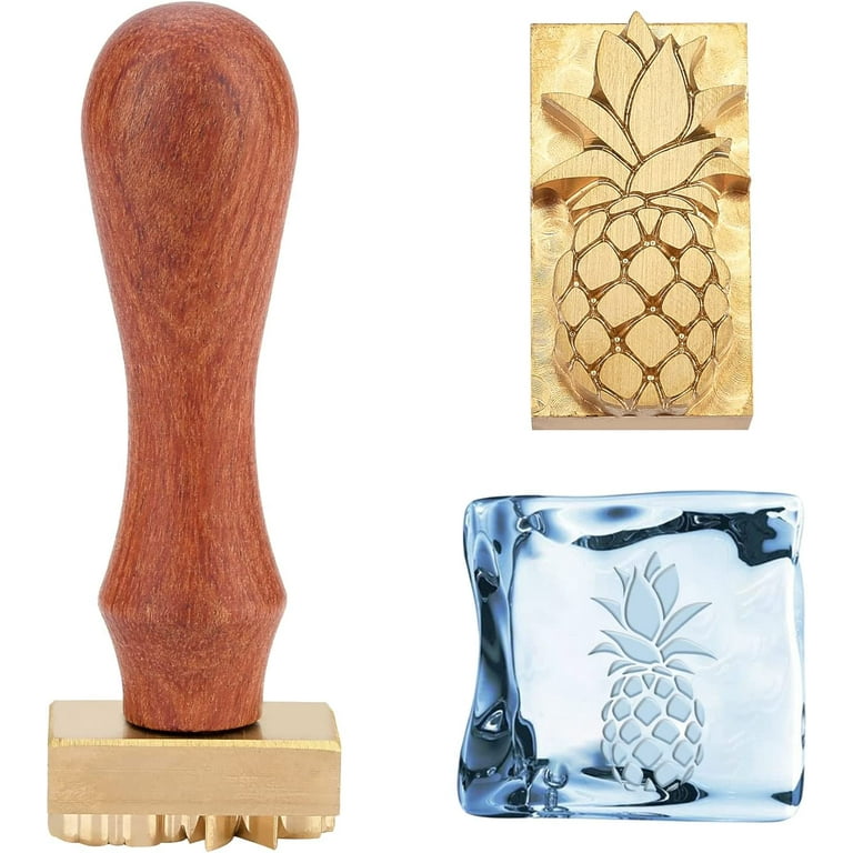 Ice Stamp Pineapple Wooden Seal Stamp Ice Branding Stamp Ice Stamp Cocktail  Ice Block Stamp for Cocktail and Whisky Ice Cubes Making DIY Crafting 