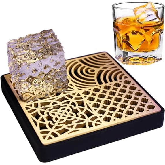 Ice Stamp Tray - Luxe Brass Ice Cube Printer for Clear Ice | Perfect Christmas for Cocktail & Whiskey Lovers IceMuse Style (IceMuse)