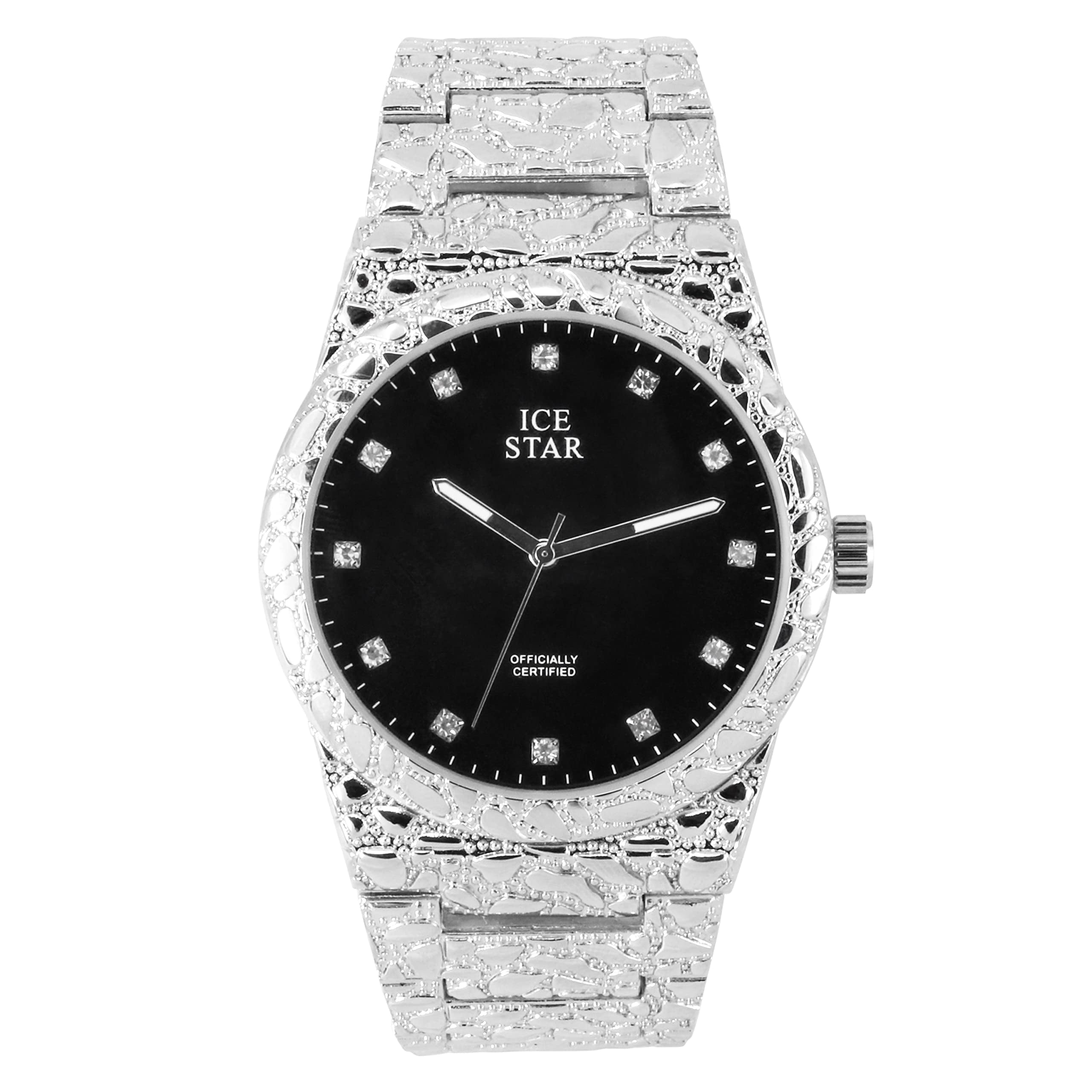 Ice Star Men's Luxury 45mm Nugget Watch with Diamond Accent Dial
