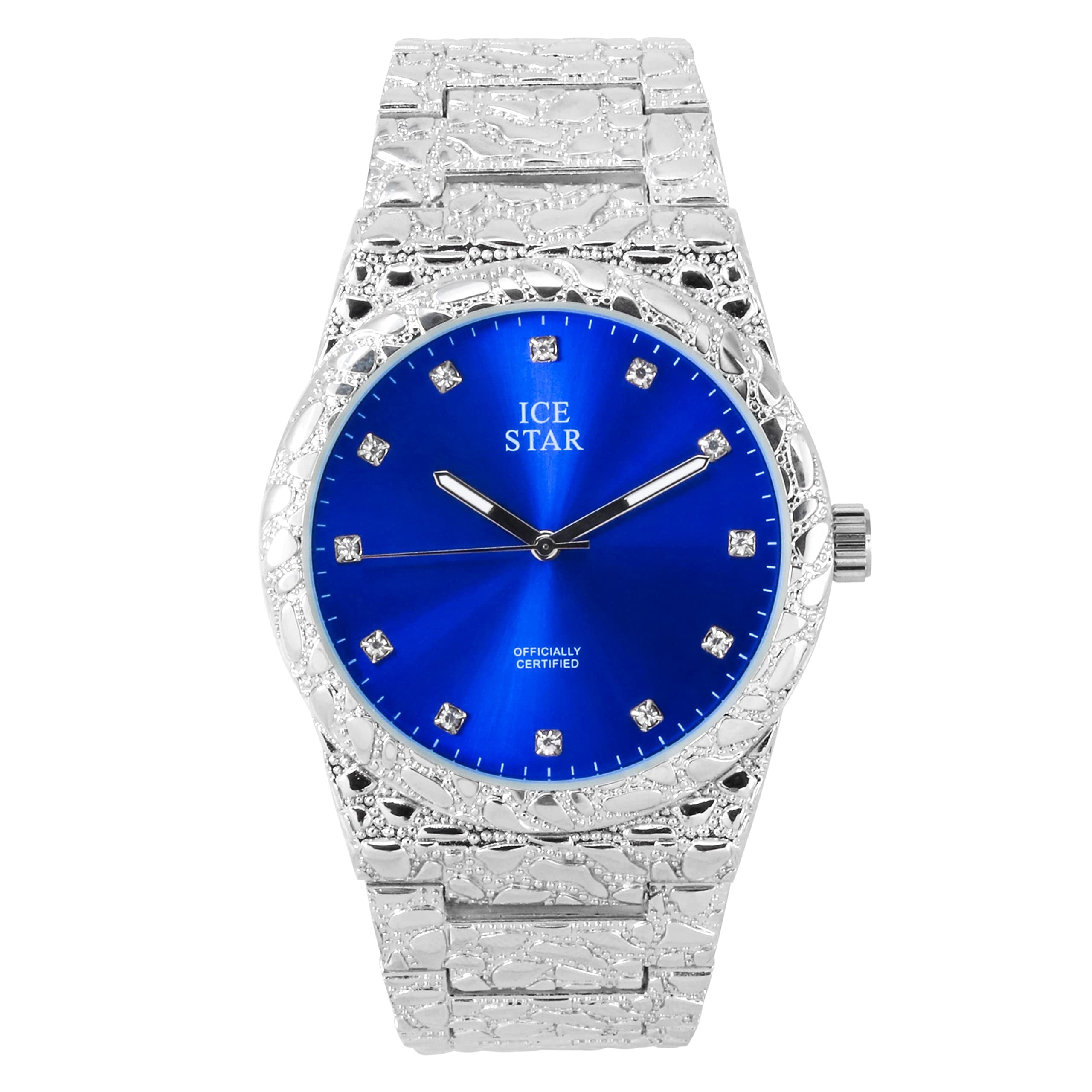 Ice Star Men's Luxury 45mm Nugget Watch with Diamond Accent Dial