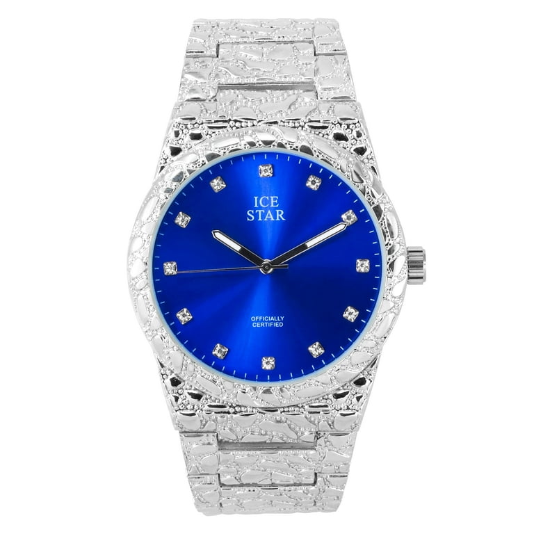 Ice Star Men's Luxury 45mm Nugget Watch with Diamond Accent Dial