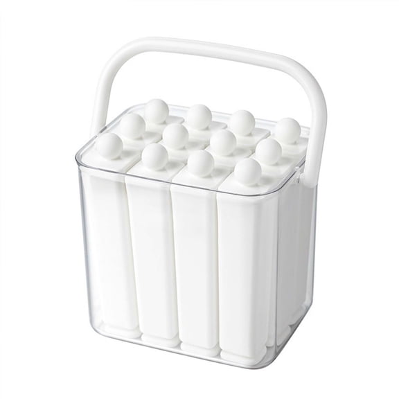 Ice Stick Tray With Storage Box 12-Cavity Reusable Mold For Cocktails, Infused Water & Homemade Frozen Treats Compact Ice Cube Maker For Office & Home White