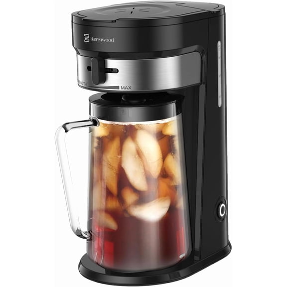 Ice Tea Maker with 2.5QT Cold Brew Coffee & Iced Pitcher, Strength Selector, Reusable Filter for Lemonade, Fruit Infused Water (Black)