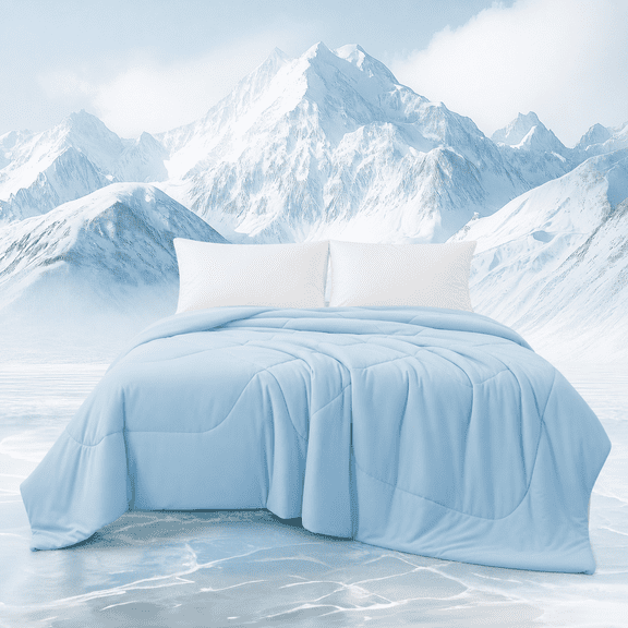 Ice Tech Queen Size Blue Breathable Throw Blanket for Bed Couch Sofa