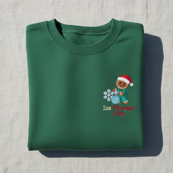 Ice Therapy Club Gingerbread Embroidered Sweatshirt, Christmas Physical Therapist Gift, OT PT Crewneck