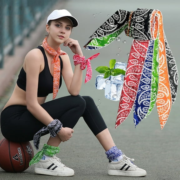 Ice Towel Cooling Scarf | Instant Cool Polyester Wrap | Reusable Sports Sweatband | Quick-Dry Lightweight Bandana | Outdoor Running | 5 Pack | 39.4 x 2 in | Breathable Evaporative