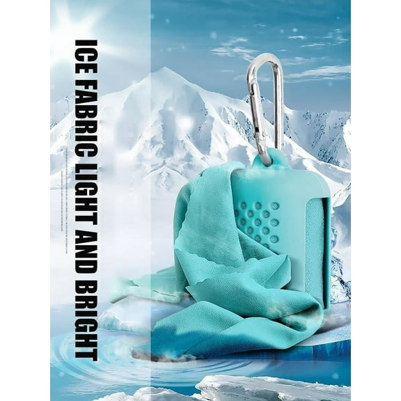 Ice Towel Storage Box, Silicone Cooling Towel Holder, Cold-Sensing Square Container, Sports Drying Towel Cover, Portable Cooling Wrap Use, Rkxzt