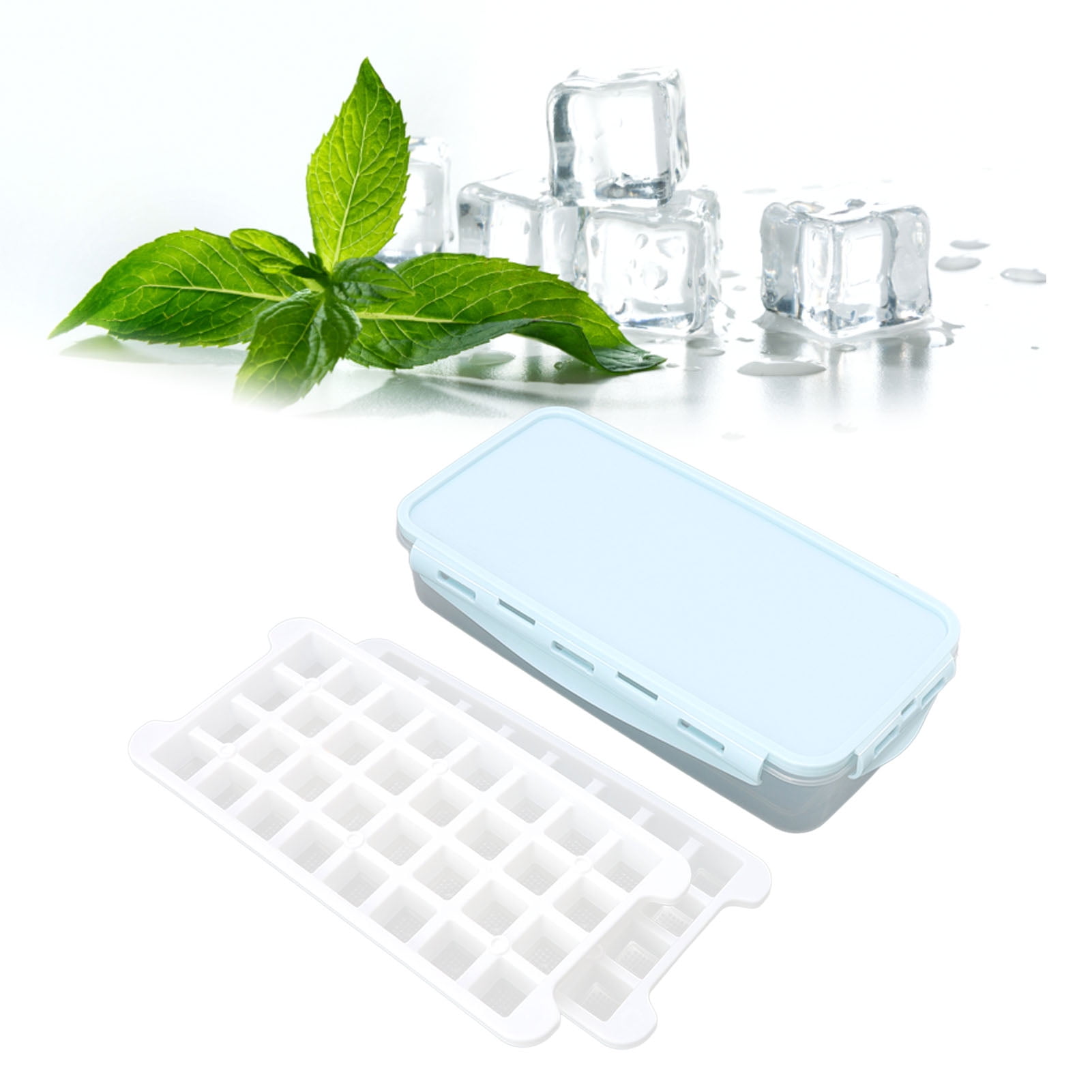 Ice Tray, 64 Cavity Ice 2 Layer Easy Release Ice Maker Box With Lid And