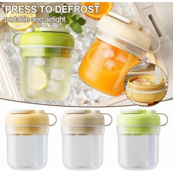 Ice Tray Bottle Portable 3 in 1 Ice Maker with Straw, Push Button Release Tray for Water Bottle, Leak-Proof Container for Drinks, Home Kitchen, Office Desk, and Outdoor Activities