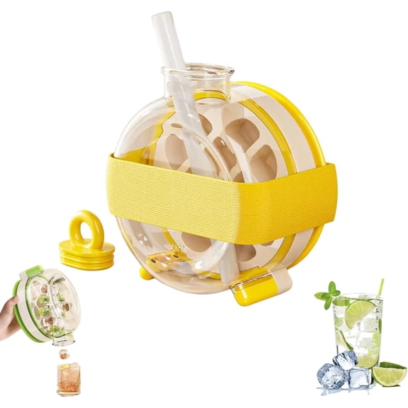 Ice Tray Bottle,one-click de-icing ice cup portable ice drinking cup,Ice Maker Cup,Ice Press Bottle,Multi-Functional Cube Cups for Summer Drinks,Home & Office (yellow)
