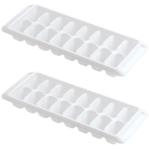 Ice Tray Easy Release White Ice Cube Trays, 16 Cube (Pack of 2) (2867-WHT-2)