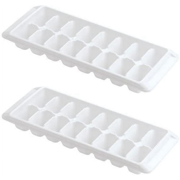 Ice Tray Easy Release White Ice Cube Trays, 16 Cube (Pack of 2) (2867-WHT-2)