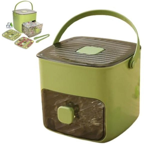 Ice Trays for Freezer with Lid and Bin, Ice Cube Bin for Freezer, Compact Double Layer Ice Cube Tray, Easy Press to Release Ice, Pull-Out Ice Drawer with Portable Handle (green)