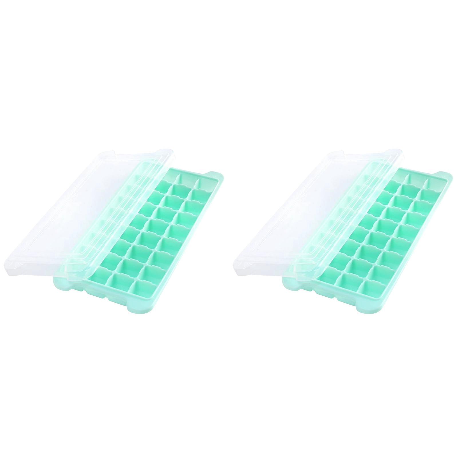 Ice Trays for Freezer with Lid Bin, Ice Cube Tray Making Ice Cubes, Easy Press to Release Ice, Ice Tray with Storage Bin Chilling Coffee, Stackable with Easy Bottom
