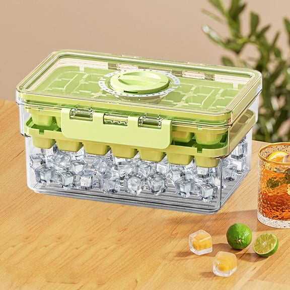 Ice Trays for Freezer with Lid and Bin,Ice Trays for Freezer with 2 Trays,Easy Release Ice for Chilling Cocktails Whiskey (Green)