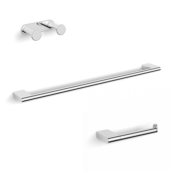 Ice WSBC 29090B CR Bathroom Accessory Set with 24" towel bar, toilet paper holder, and bathroom hook