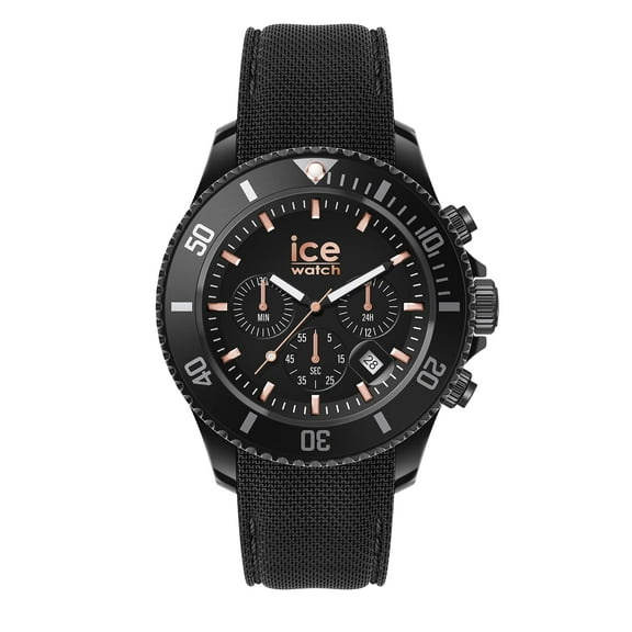 Ice-Watch - ICE Chrono Black Rose-Gold - Men's Chronograph Wristwatch with Silicon Strap - 020620 (Large) - 10 ATM Water Resistant Watch for Men, Suitable for Swimming