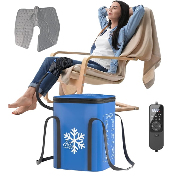 Ice Water Circulation Machine for Knee and Joints, 16QT Quiet Cooling System with Auto Timer, Adjustable Flow Control, Reinforced Water Reservoir, Multi-Joint Comfort Pads