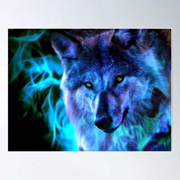 Ice Wolf Colorful Art Poster Wall Art, Modern Wall Decor For Living Room Bedroom, 16x24 UNFRAMED