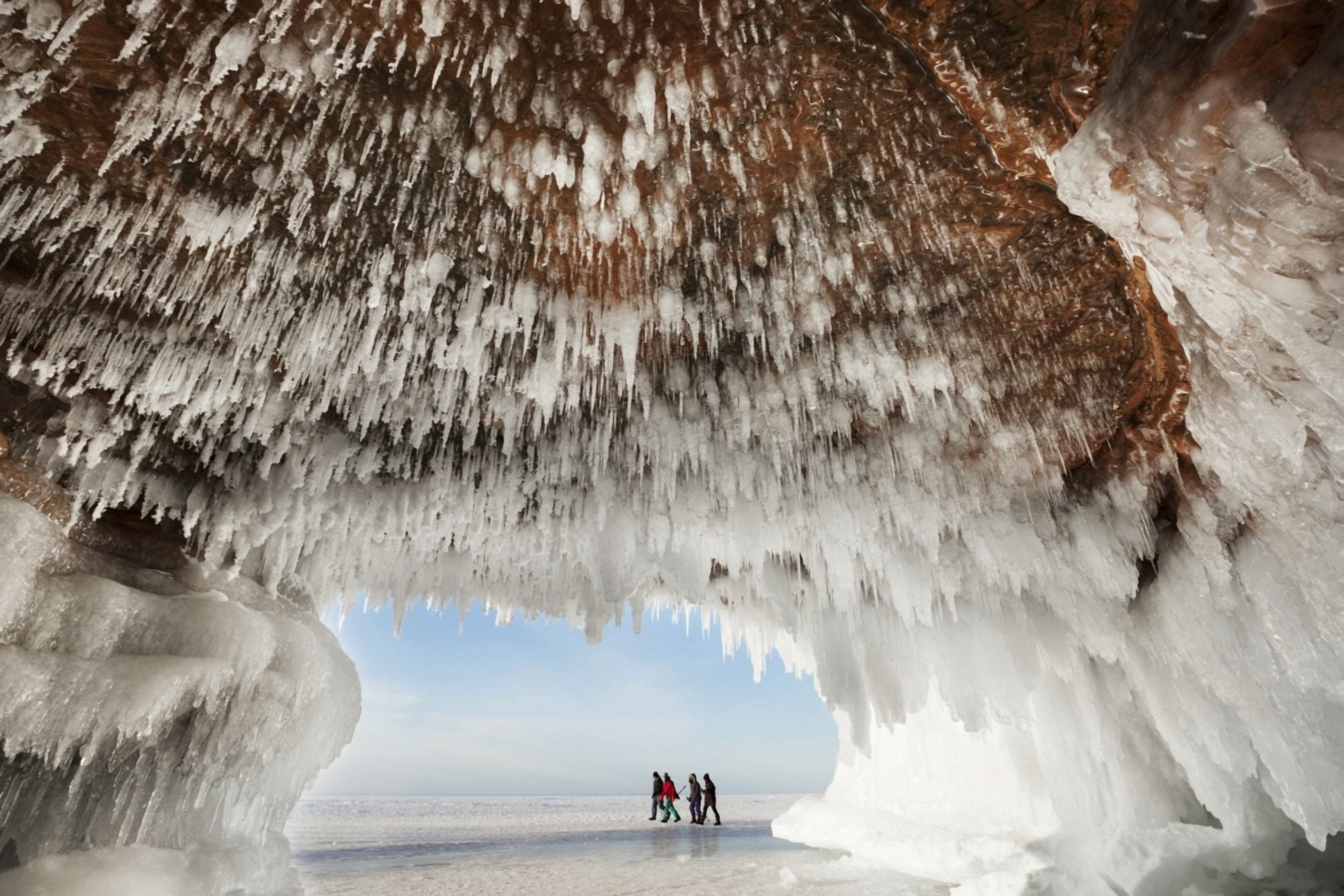 Ice caves on Lake Superior near Bayfield Michigan United States of America Canvas Art - Susan Dykstra Design Pics (19 x 12)