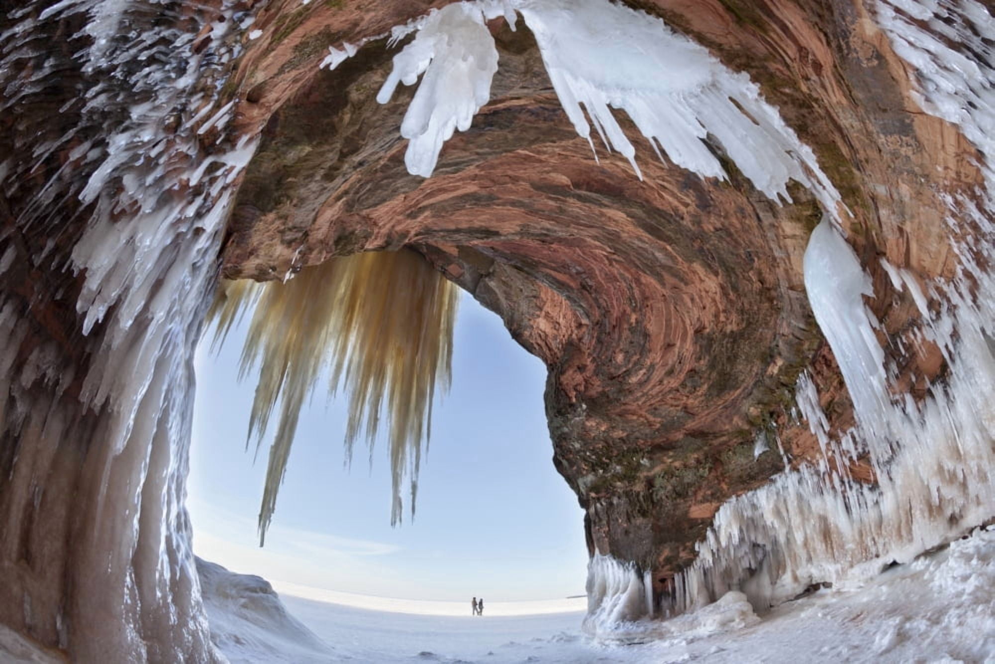 Ice caves on Lake Superior near Bayfield Michigan United States of America Canvas Art - Susan Dykstra Design Pics (19 x 12)