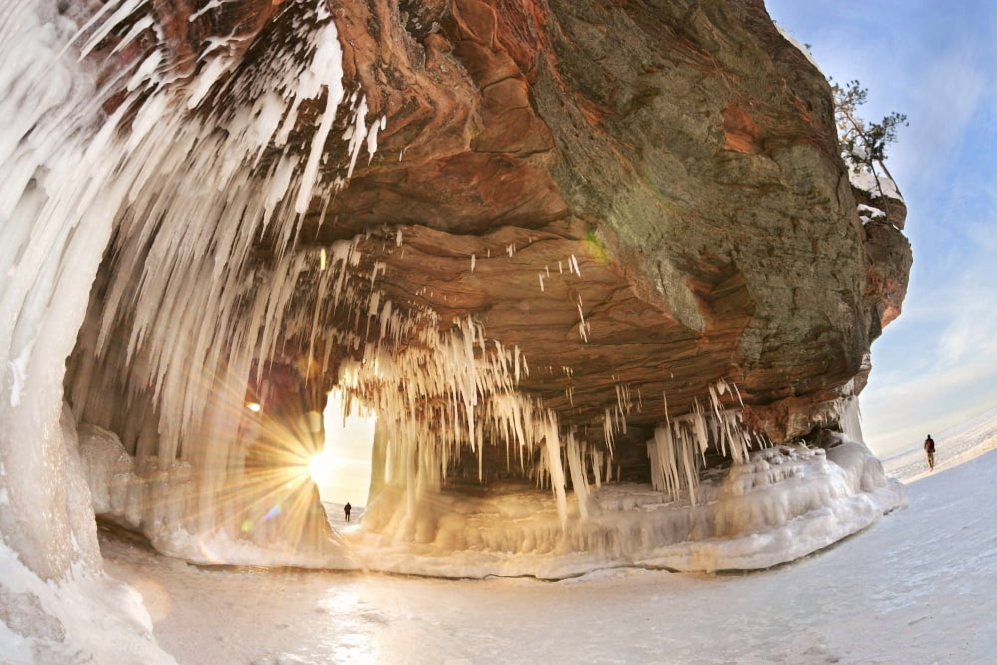 Ice caves on Lake Superior near Bayfield Michigan United States of America Canvas Art - Susan Dykstra Design Pics (38 x 24)