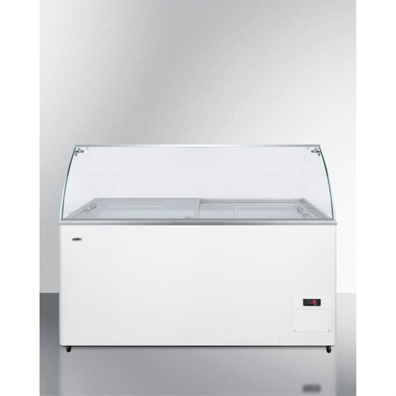 Ice cream chest freezer with glass sneeze guard (ships unassembled)