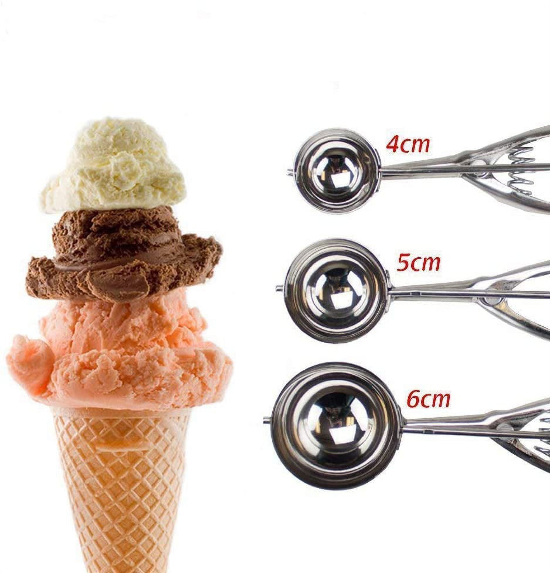 Ice Cream Scoop, Cookie, Melon Scoop, Stainless Steel Finish Spoons, 1/3  Pack, 3 Sizes 