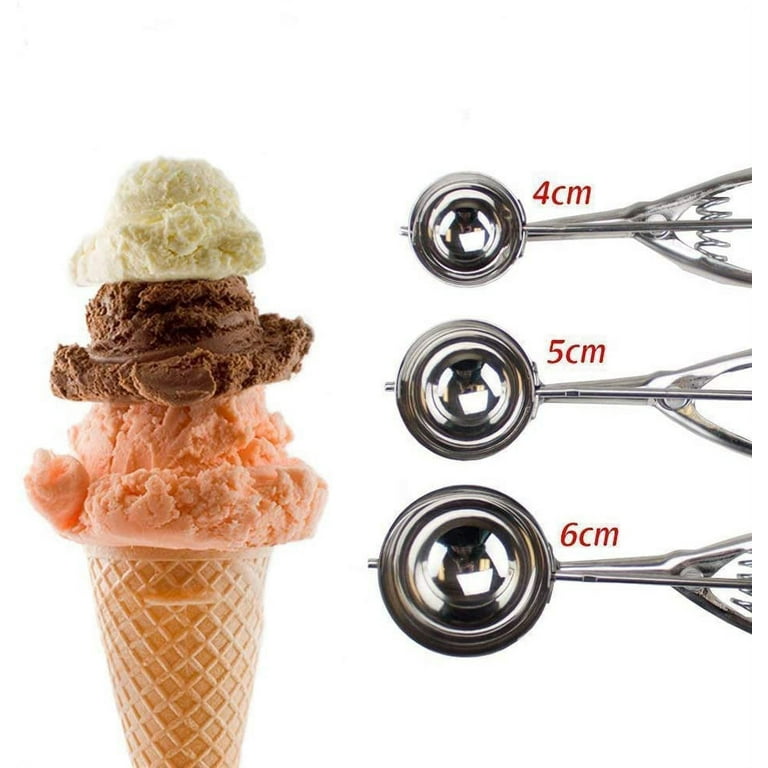 Ice cream scoop - 3 pieces ice cream scoops 304 stainless steel for ice  cream, melon, meatballs, cake batter, cookies - 3 sizes ice cream scoops,  6CM