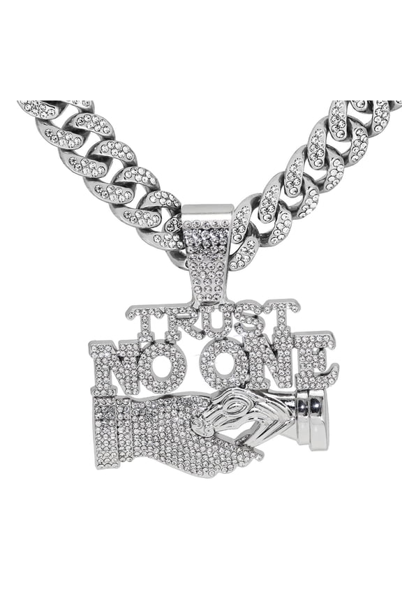 Ice crystal pendant necklace, ice crystal pendant for men and women, ice crystal chain, Hip Hop Trust No One pendant necklace chain width 13mm Cuban chain