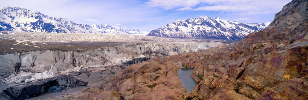 Ice field and glaciers in Wrangell-St Elias National Part Alaska Canvas Art - Panoramic Images (36 x 12)