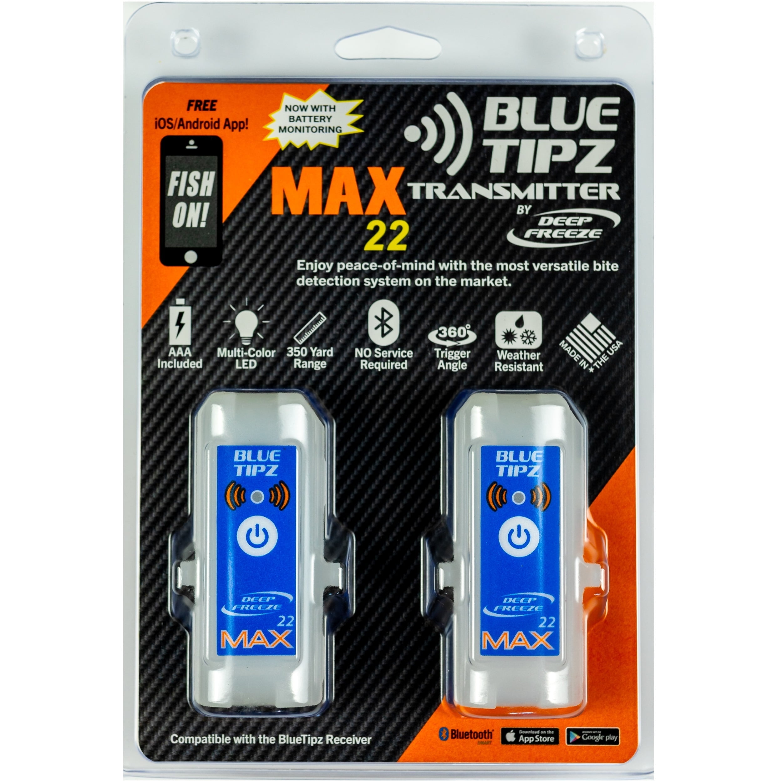 Ice fishing Tip up Alert Transmitter - 2 PACK - Blue Tipz - Sends