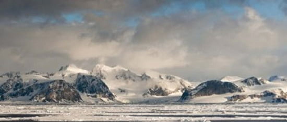 Ice floes and storm clouds in the high arctic Spitsbergen Svalbard Islands Norway Canvas Art - Panoramic Images (15 x 6)