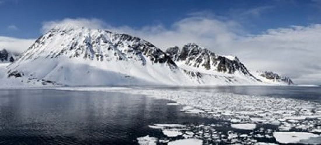 Ice floes on water with a mountain range in the background Magdalene Fjord Spitsbergen Svalbard Islands Norway Canvas Art - Panoramic Images (15 x 7)