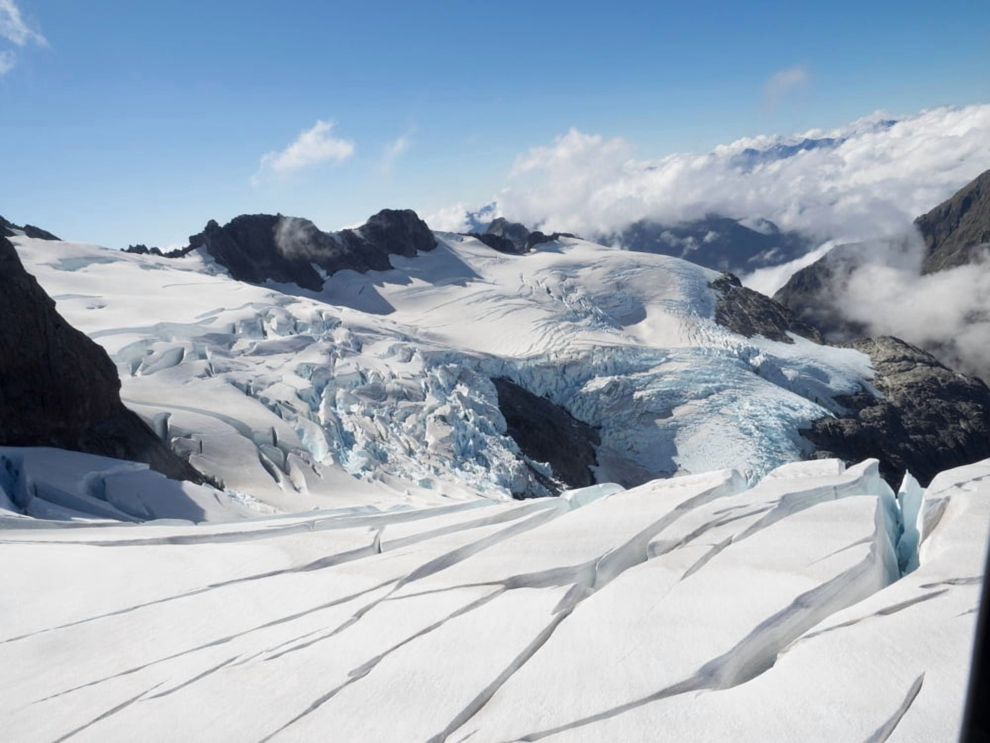 Ice formations on glacier Mount Aspiring National Park West Coast South Island New Zealand Canvas Art - Panoramic Images (18 x 24)