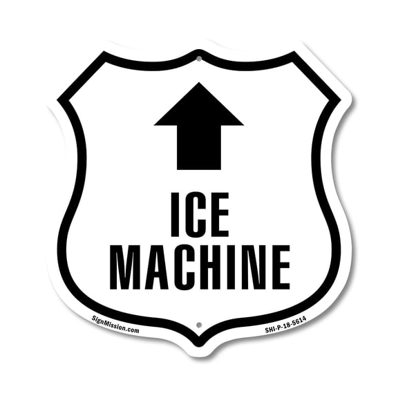 Ice machine up 12 inch X 12 inch Shield-Shaped Rust-Free Aluminum Metal Sign Weather Resistant Made in the USA