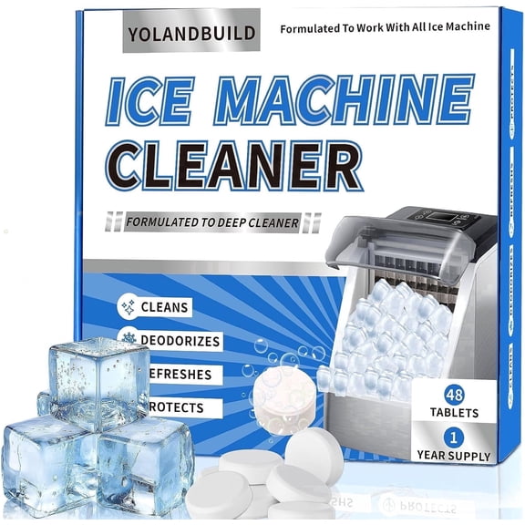 Ice Maker Cleaner and Descaler Sheets (48-Pack), Nickel Safe Descaling Solution for Countertop Ice Machines & Small Cube Makers, Odorless & Food-Grade