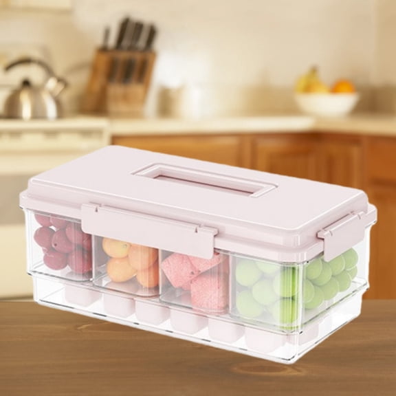 Ice pack and food storage kit – Travel snack box with handle, portable refrigerated divider tray with lid, for preparing frozen foods such as fruits, vegetables, and snacks