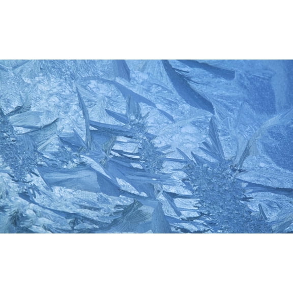 Ice patterns formed on glass after a hard frost; Nelson, Wakefield, New Zealand Poster Print (20 x 11)