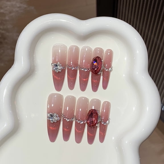 Ice through pink gradual change aurora smile cat eye pink oval diamond strawberry sweet wine wear armor
