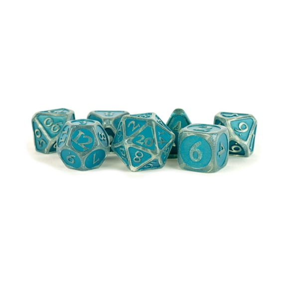 Ice w/Blue Enamel Poly Dice Set (7) New
