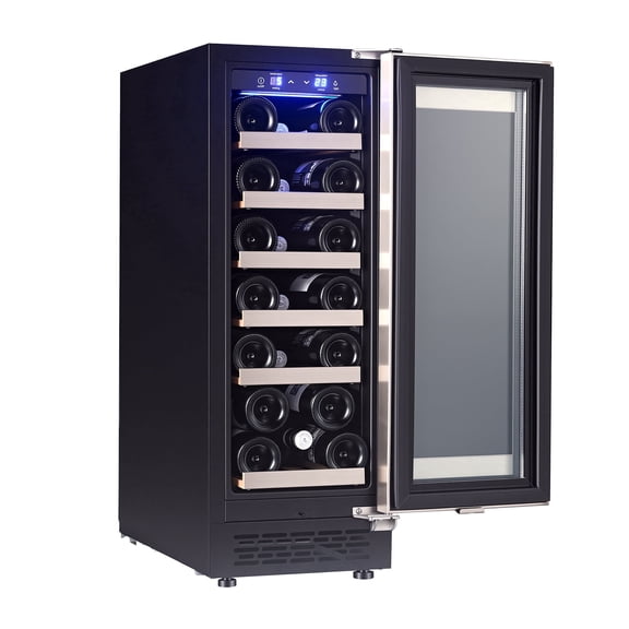iceBlue 20 Bottle Wine Cooler for Home, Seamless Stainless Steel Door Digital Temperature Control 5-22°C with LED Screen, Multi-Purpose Drink Refrigerator