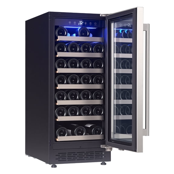 IceBlue 33 Bottle Wine Cooler for Home, Digital Temperature Control 5-22°C with LED Screen, Multi-Purpose Drink Refrigerator